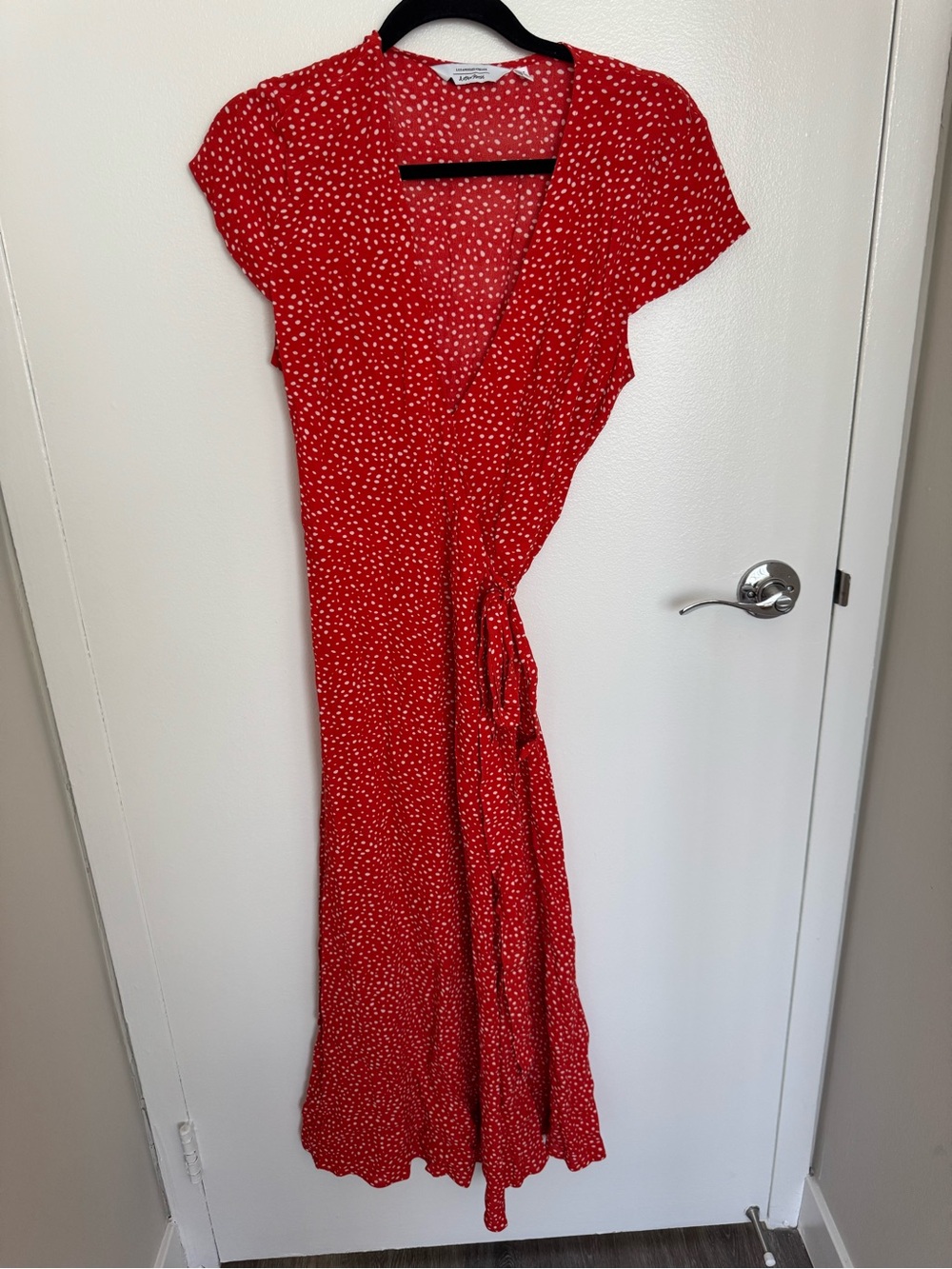 & Other Stories Red Polka Dot Wrap Midi Dress